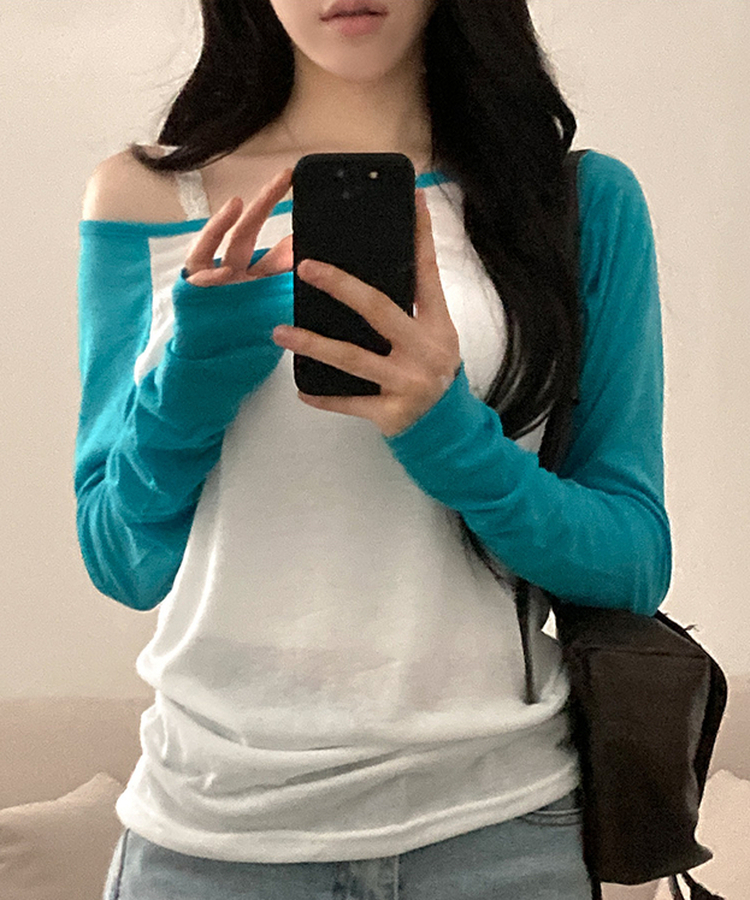 シアーラグランルーズ長袖Tシャツ(5color) AQUA