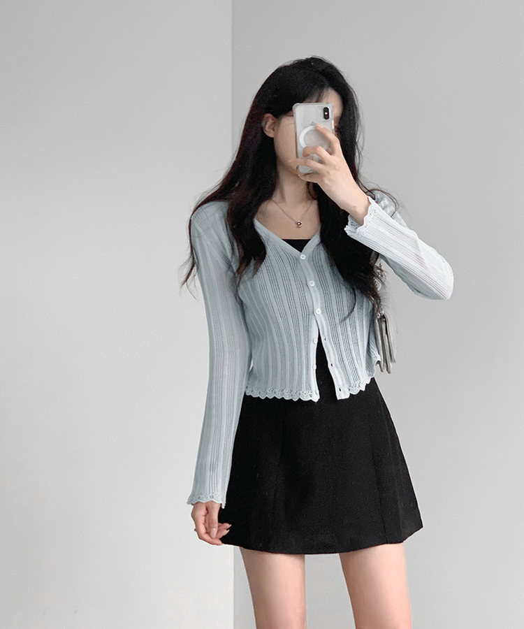 メッシュカーディガン(5color) SKY BLUE