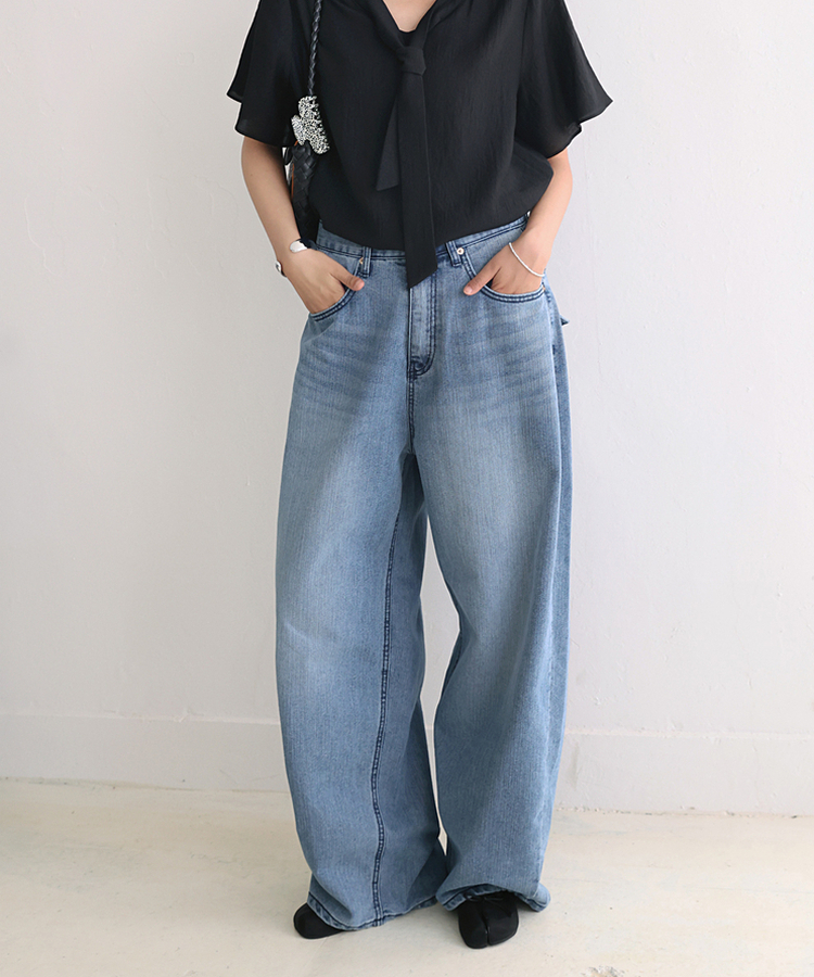 カーブバルーンワイドデニムパンツ DEEP DENIM