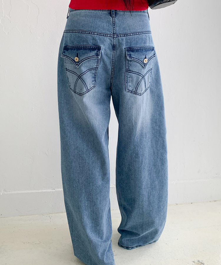 カーブバルーンワイドデニムパンツ DEEP DENIM