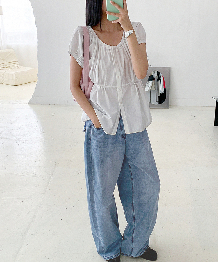 カーブバルーンワイドデニムパンツ DEEP DENIM