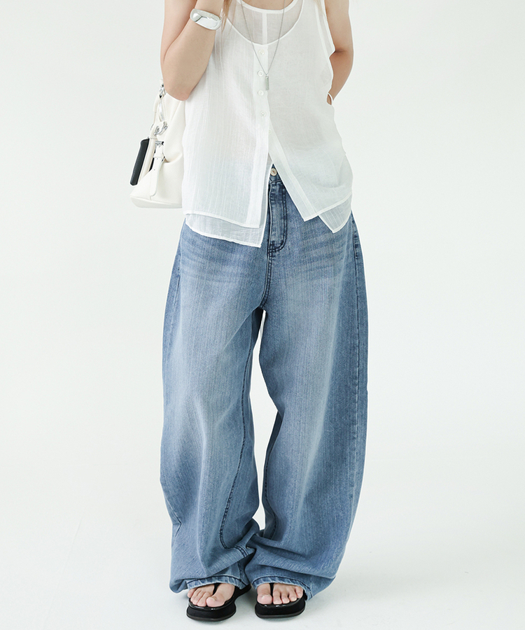 カーブバルーンワイドデニムパンツ DEEP DENIM