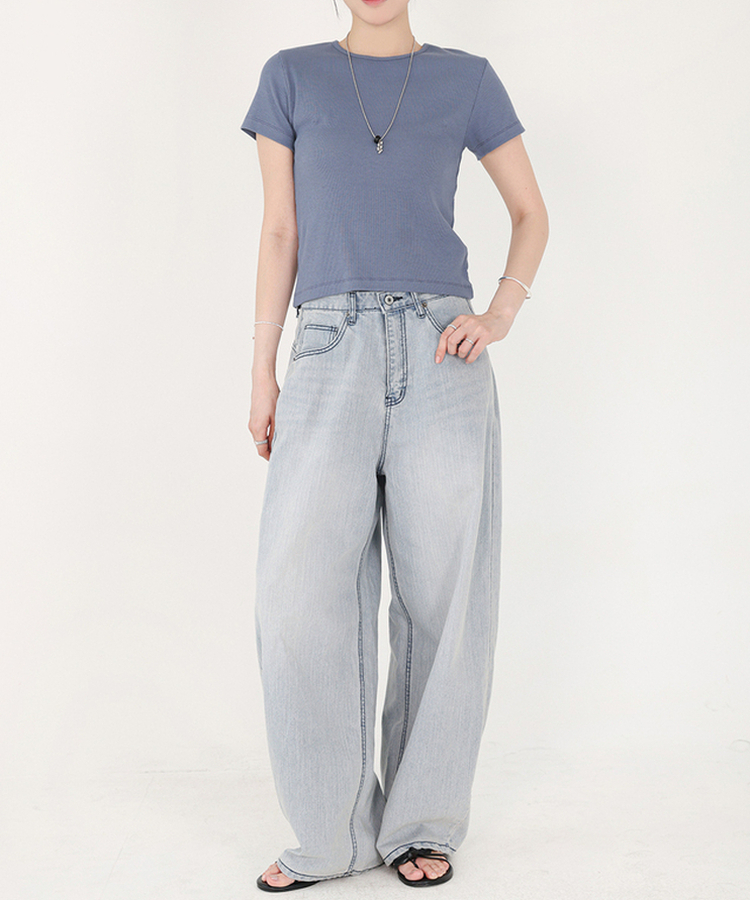 カーブバルーンワイドデニムパンツ LIGHT DENIM