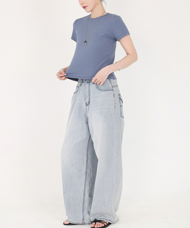 カーブバルーンワイドデニムパンツ LIGHT DENIM