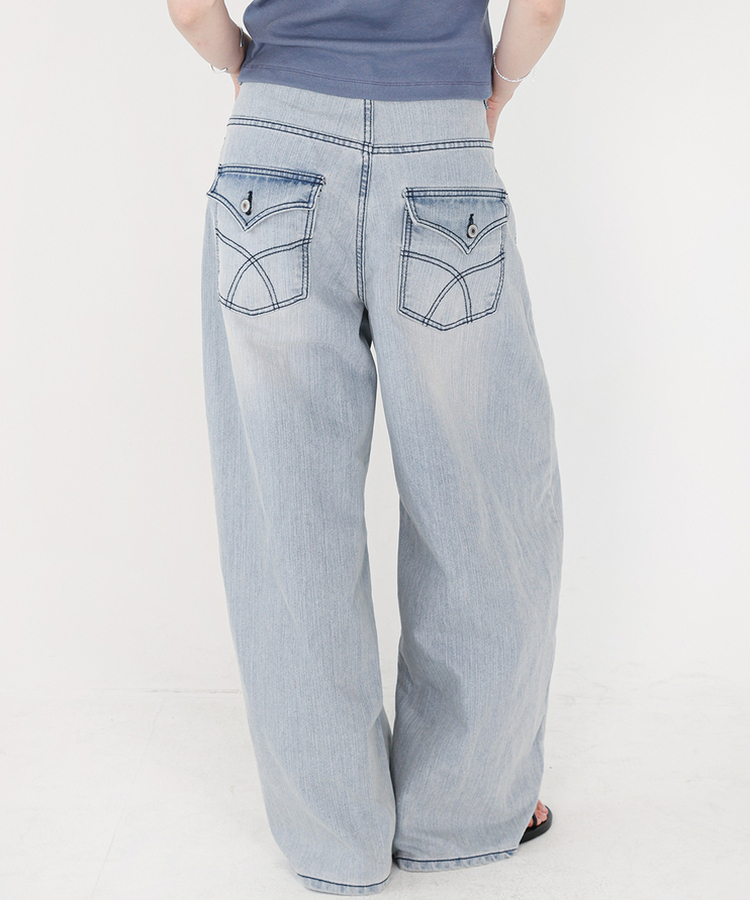 カーブバルーンワイドデニムパンツ LIGHT DENIM