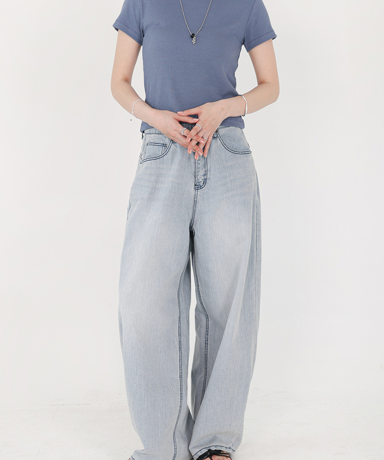 カーブバルーンワイドデニムパンツ LIGHT DENIM