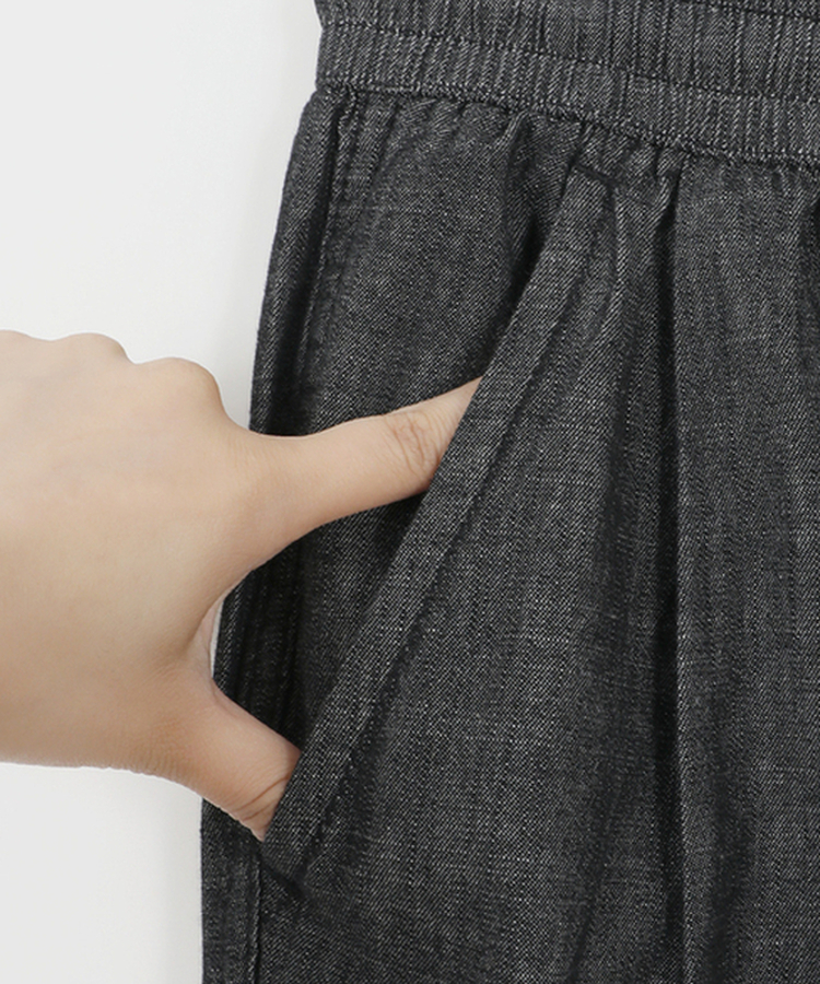 【丈別】クールタッチピンタックワイドパンツ