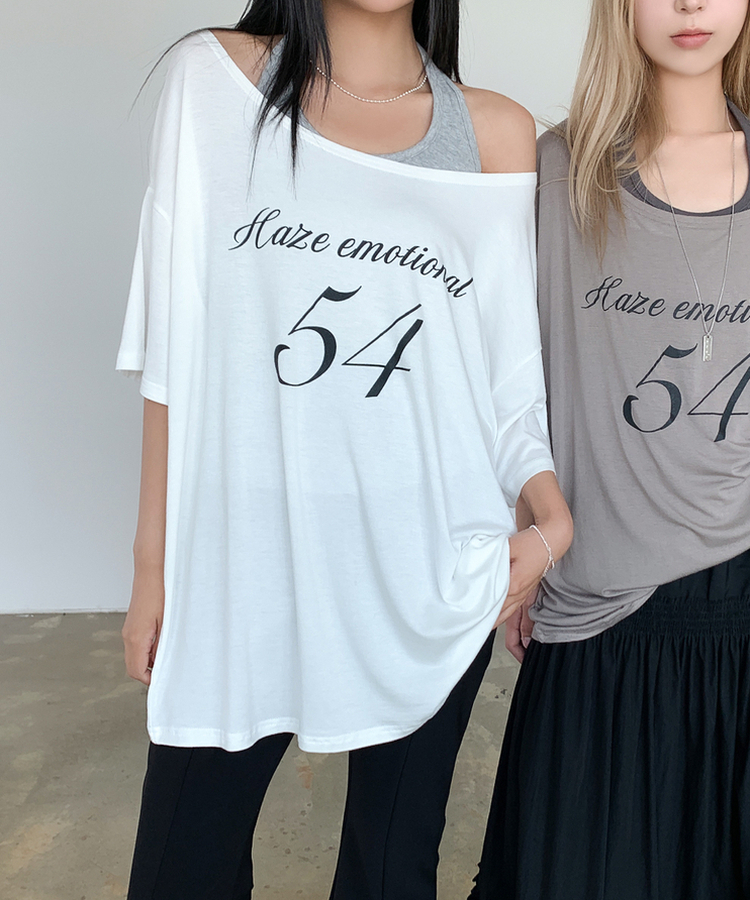 オフショルダーレタリングTシャツ(6color) IVORY