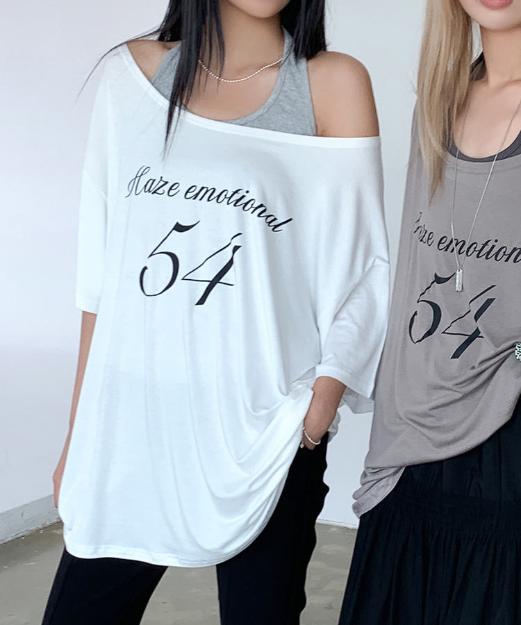 オフショルダーレタリングTシャツ(6color) IVORY