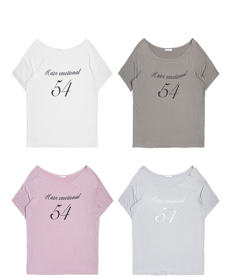 オフショルダーレタリングTシャツ(6color)