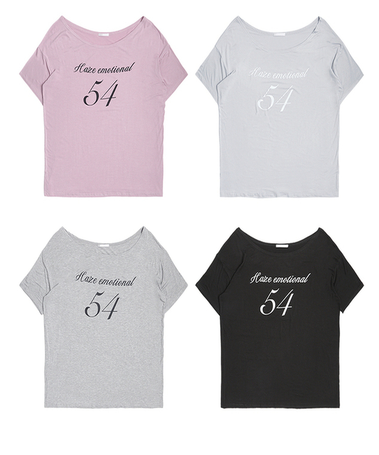 オフショルダーレタリングTシャツ(6color)