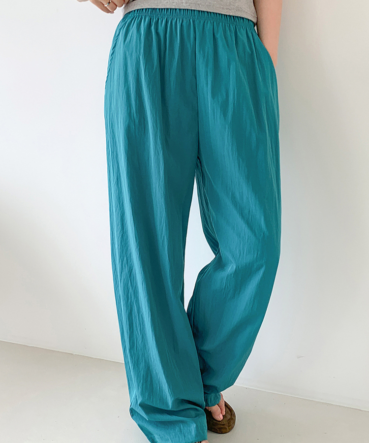 ストリングウエストゴムパンツ TEEL BLUE