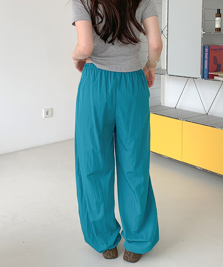 ストリングウエストゴムパンツ TEEL BLUE