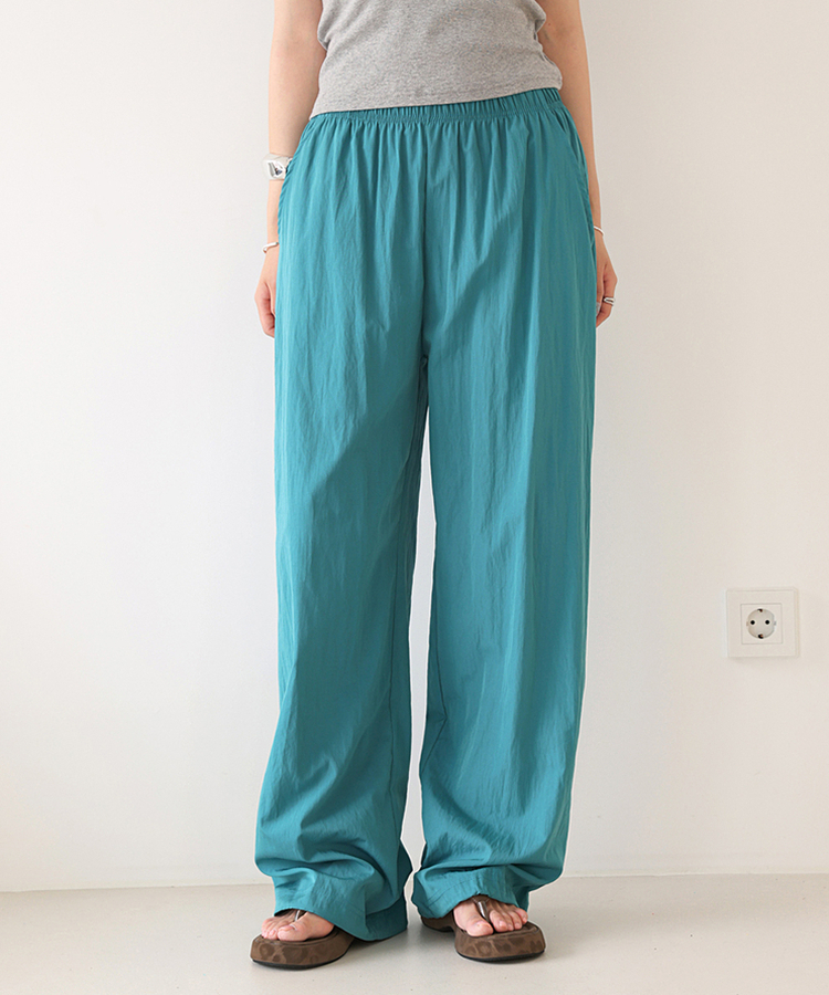 ストリングウエストゴムパンツ TEEL BLUE