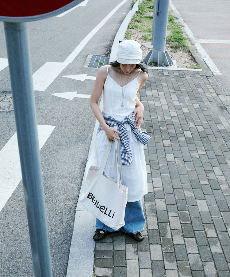 ウエストリボンレイヤードロングワンピース WHITE