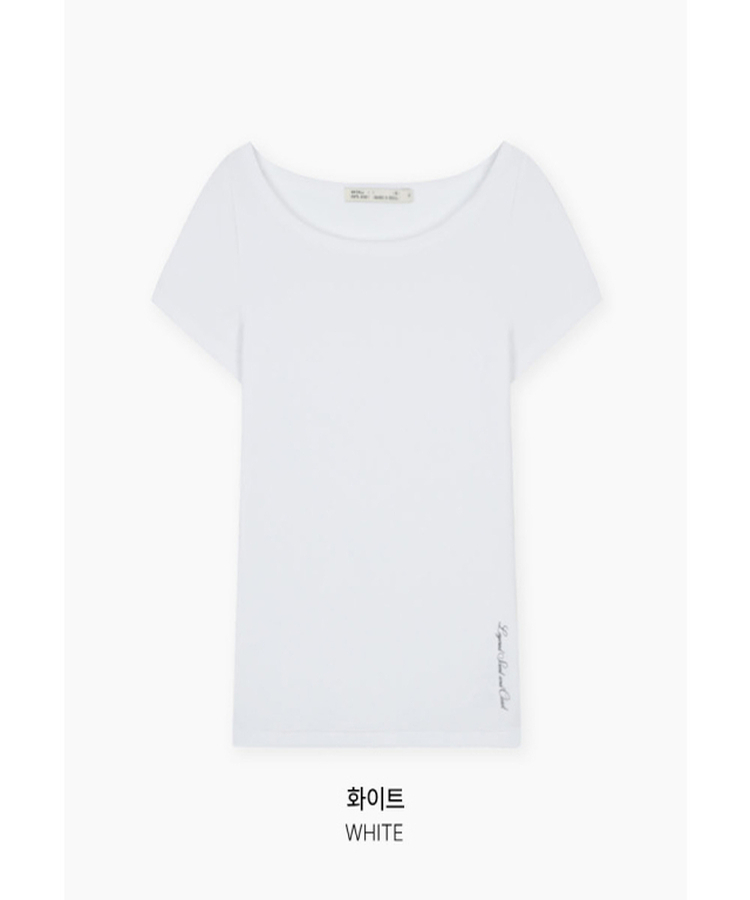 ボートネックリブスリム半袖Tシャツ