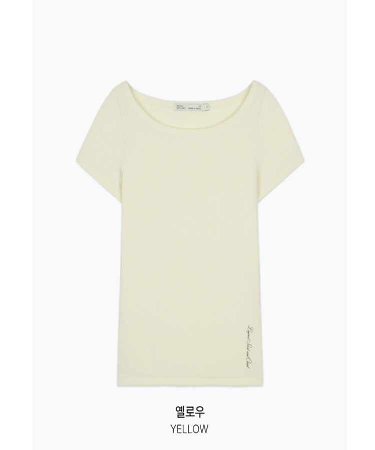 ボートネックリブスリム半袖Tシャツ