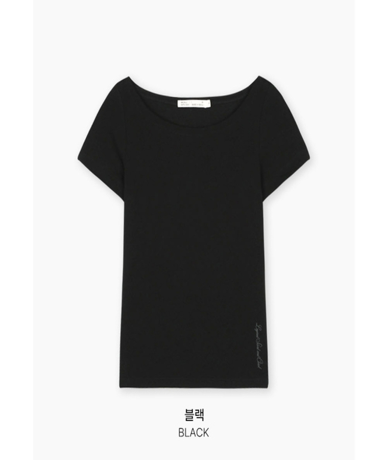 ボートネックリブスリム半袖Tシャツ