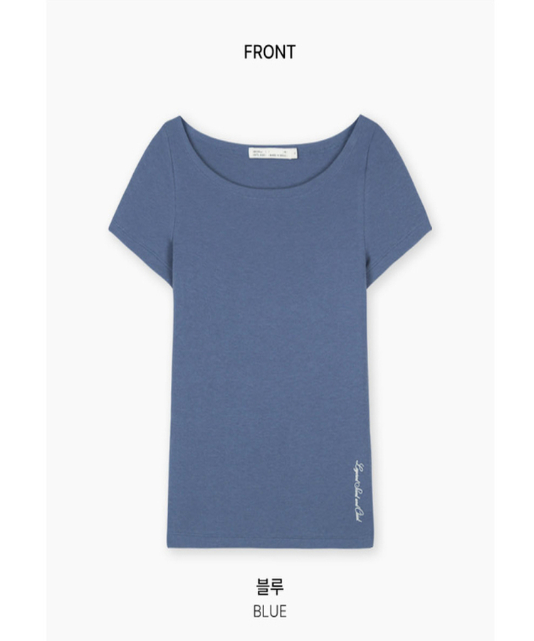 ボートネックリブスリム半袖Tシャツ