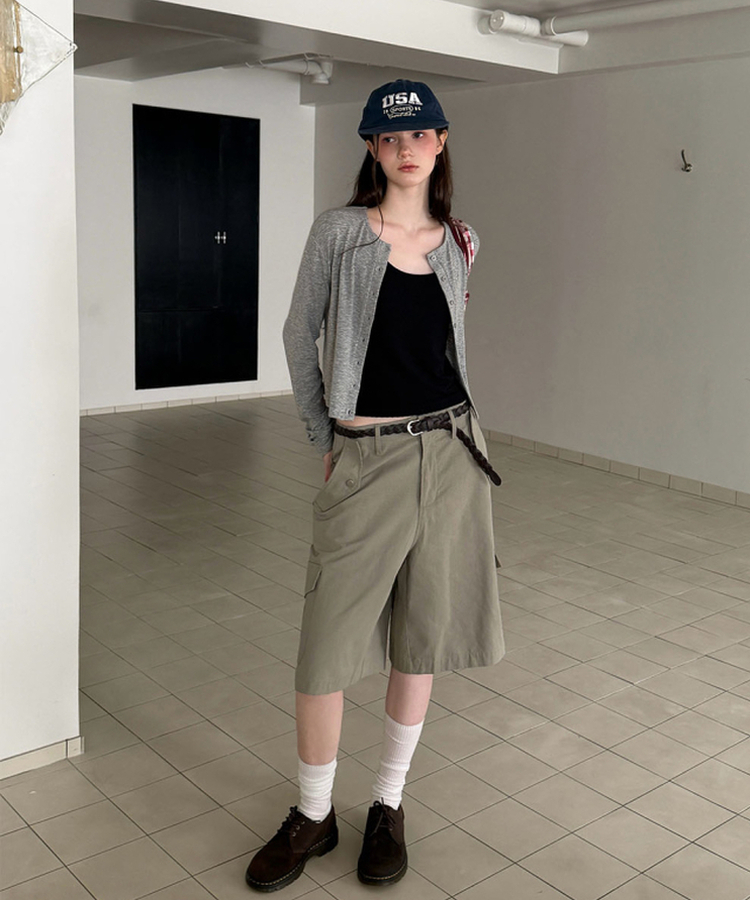 カーゴバミューダパンツ KHAKI GRAY