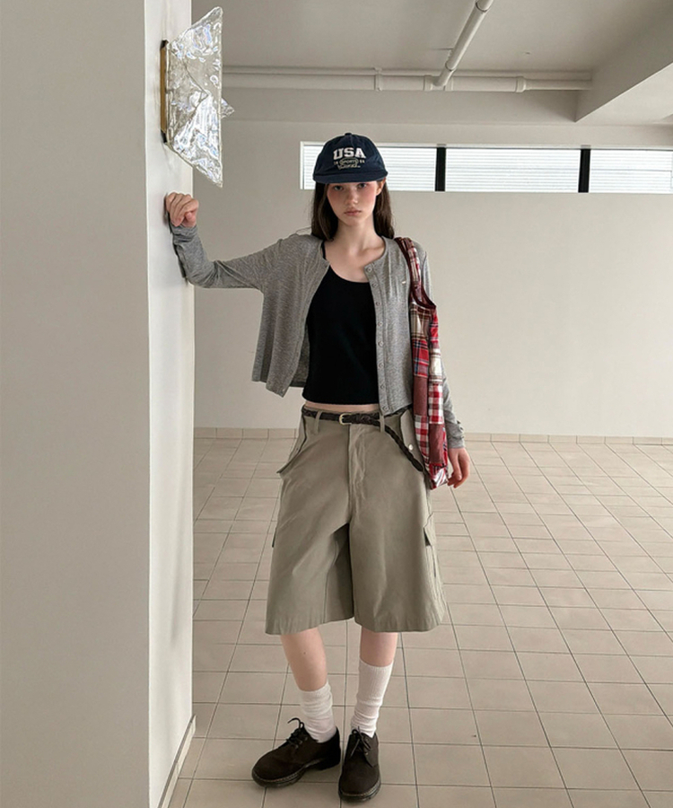 カーゴバミューダパンツ KHAKI GRAY