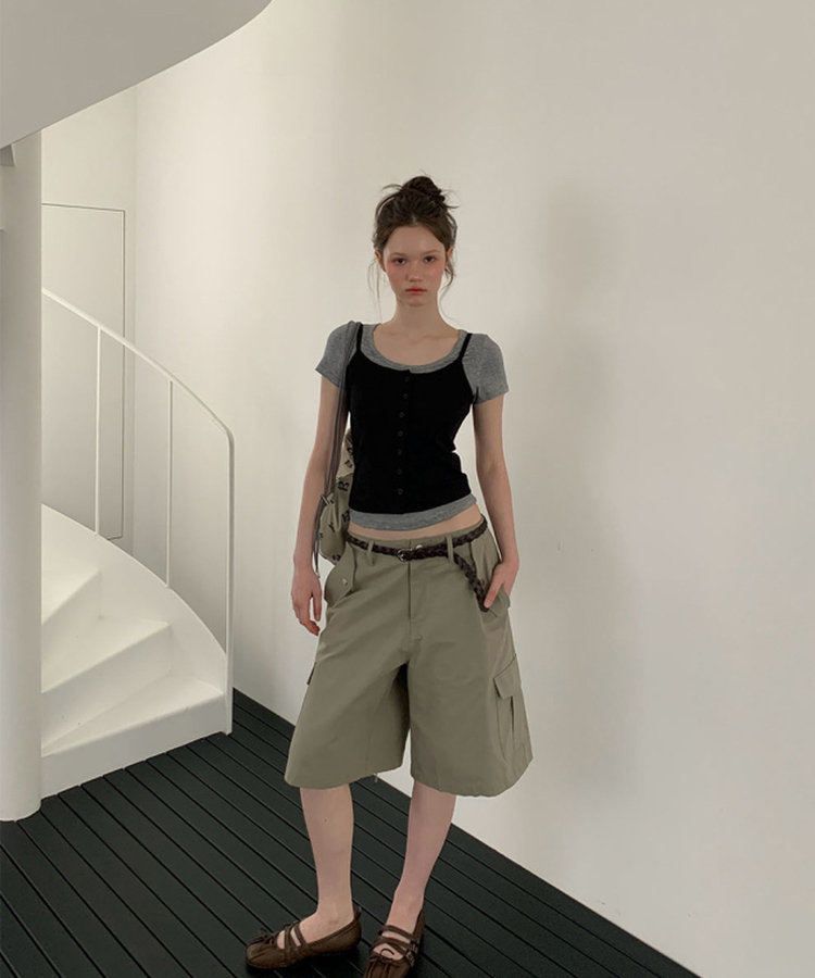 カーゴバミューダパンツ KHAKI GRAY