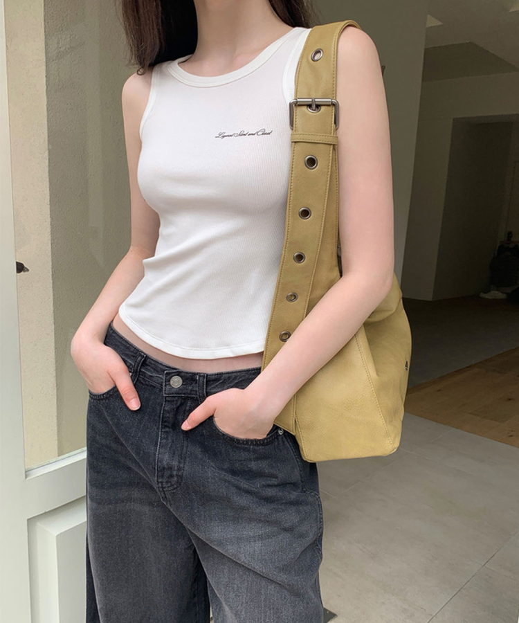 リブレザーアイレットショルダーバッグ YELLOW