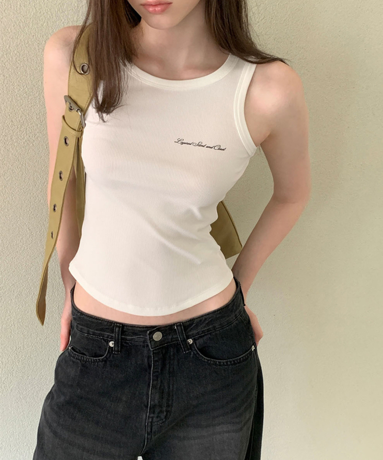 レタリングリブキャミソール WHITE