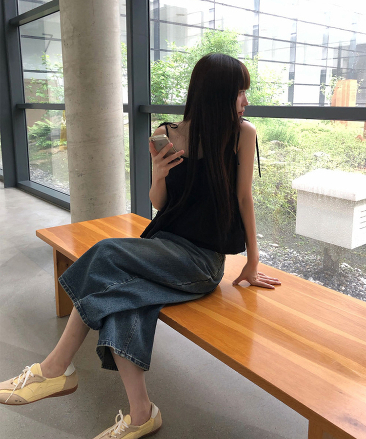 シャーリングキャミソールブラウス BLACK