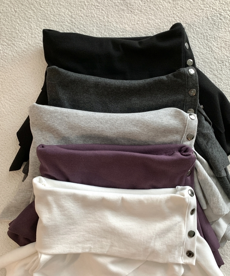 アシメボタンラップミニコットンスカート(5color)