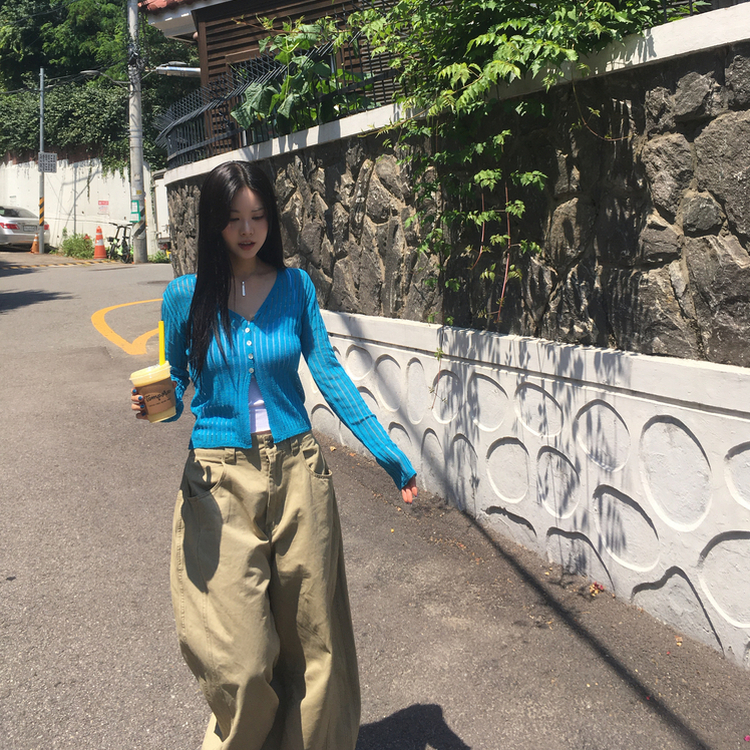 シアーシェルボタンカーディガン(5color) BLUE