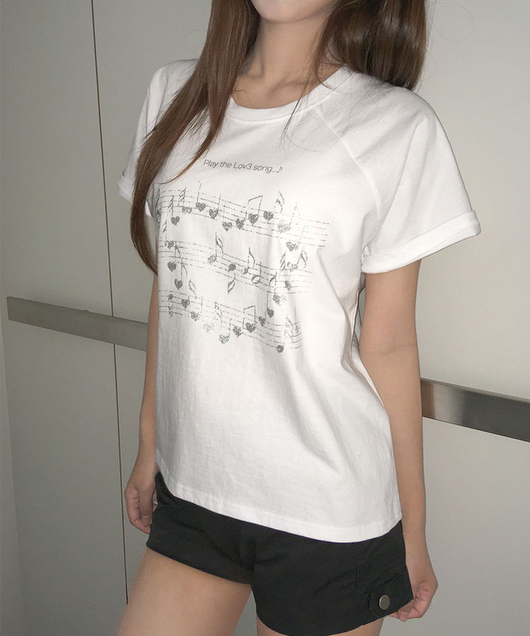 グリッターレタリング半袖Tシャツ WHITE