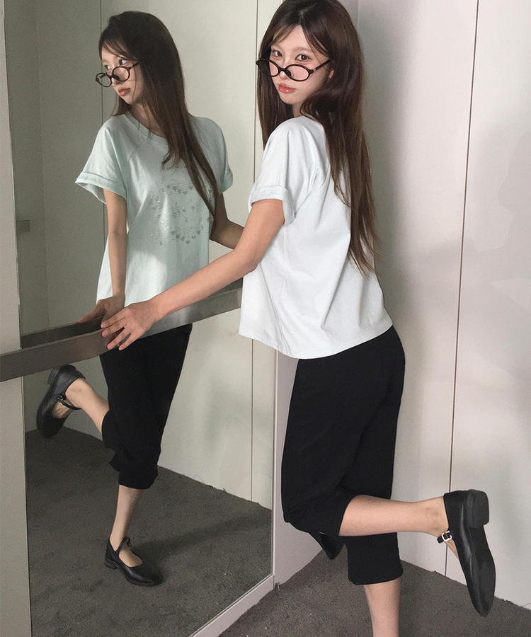 グリッターレタリング半袖Tシャツ MINT