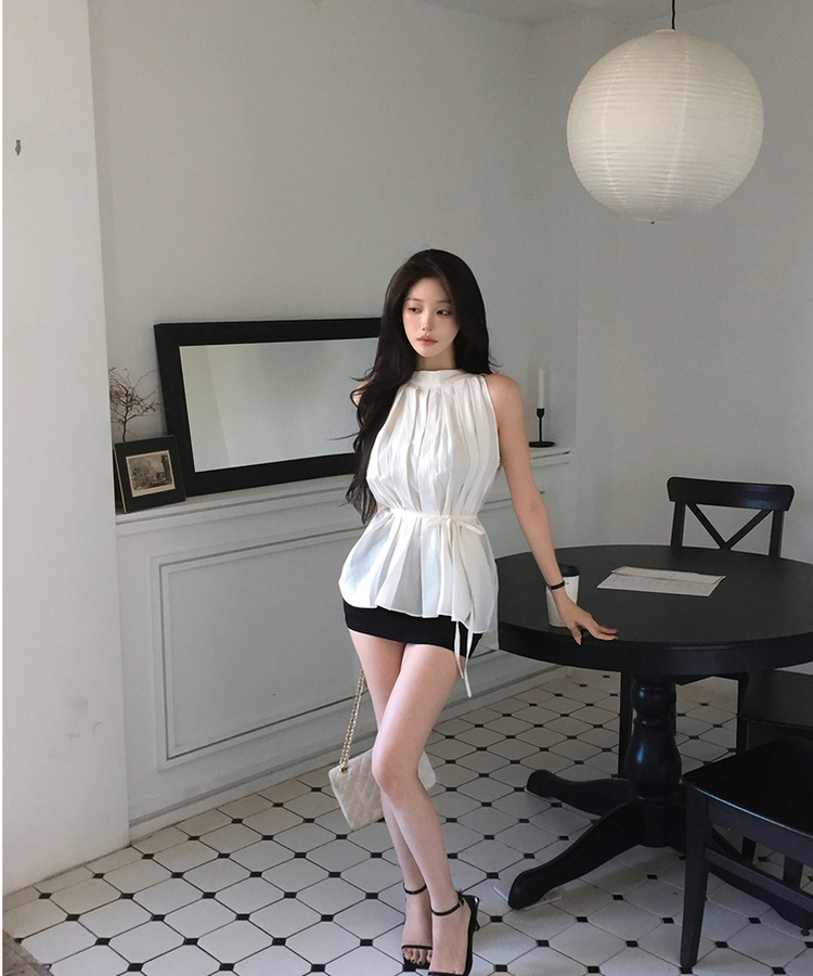 ホルターネックピンタックバックロングブラウス IVORY