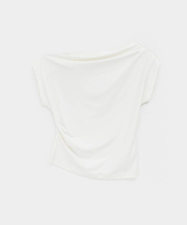シャーリングオフショルダー半袖Tシャツ