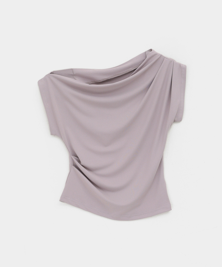 シャーリングオフショルダー半袖Tシャツ