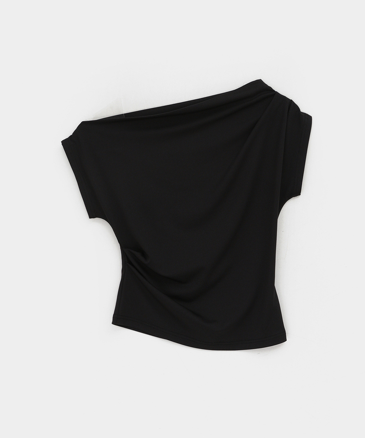 シャーリングオフショルダー半袖Tシャツ