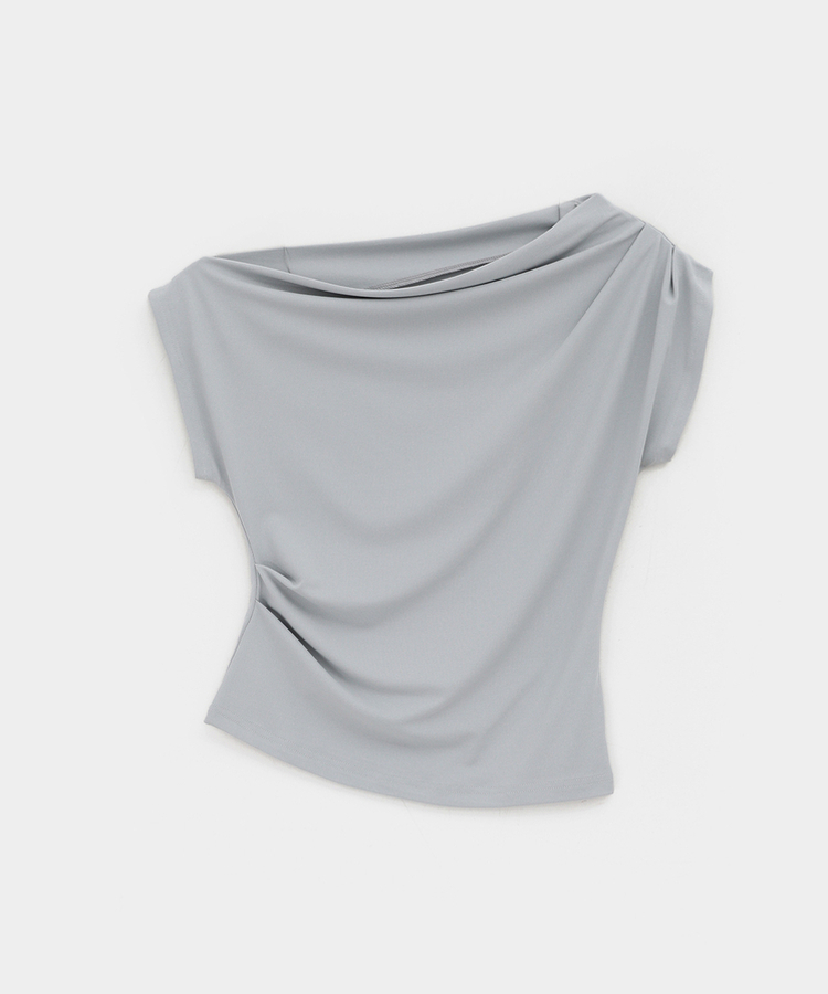 シャーリングオフショルダー半袖Tシャツ