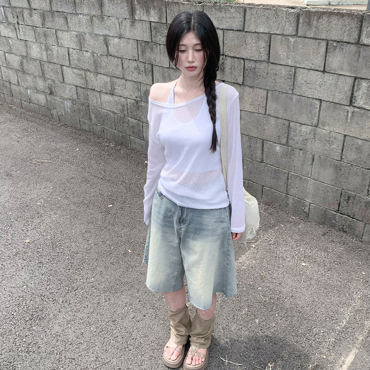 デニムバミューダワイドパンツ LIGHT DENIM