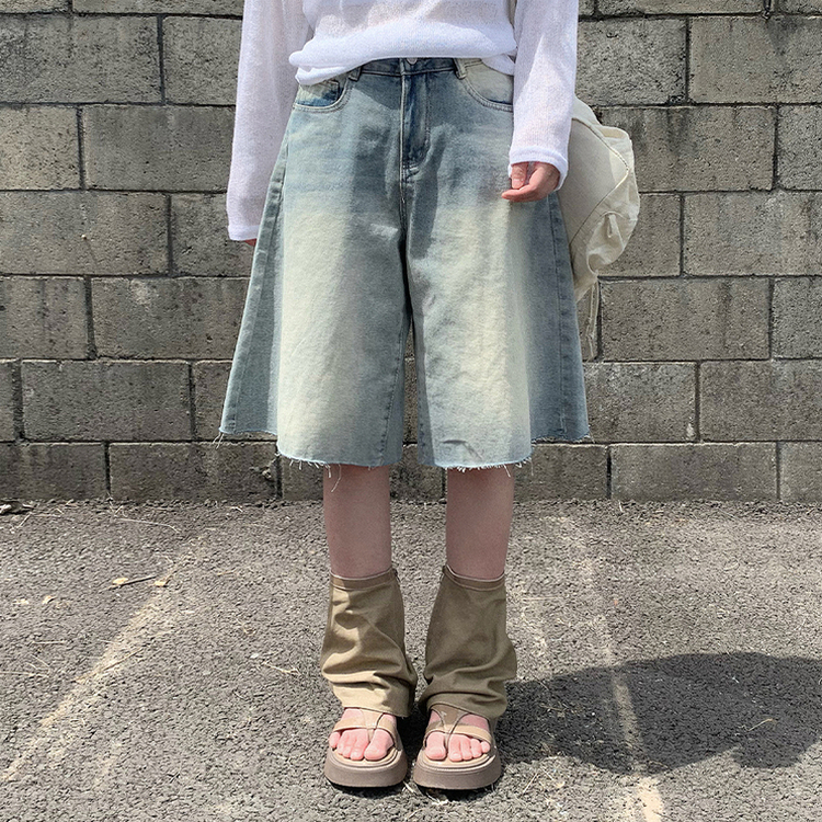 デニムバミューダワイドパンツ LIGHT DENIM
