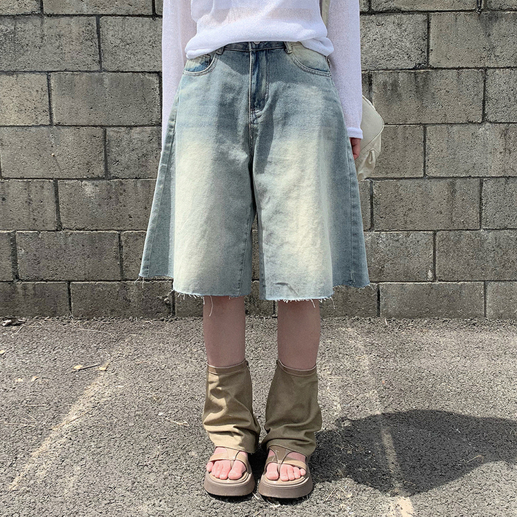 デニムバミューダワイドパンツ LIGHT DENIM