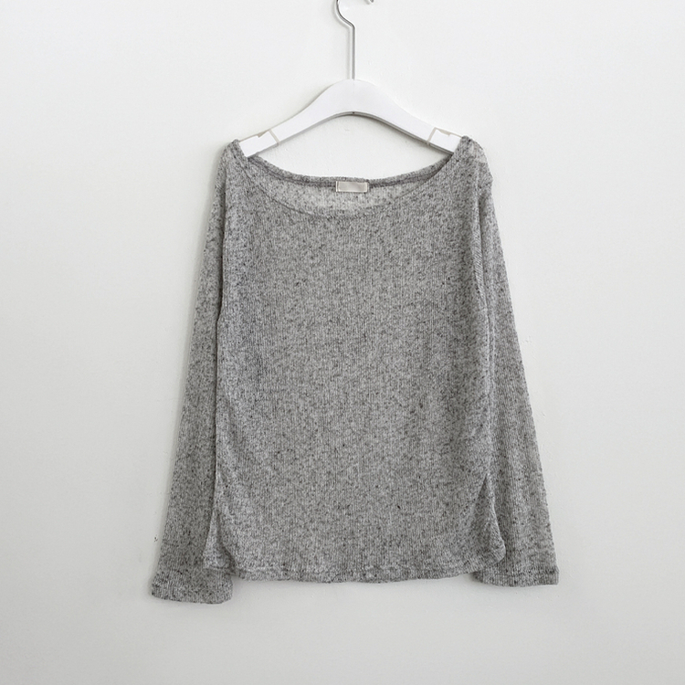 ワンショルダーシアー長袖Tシャツ