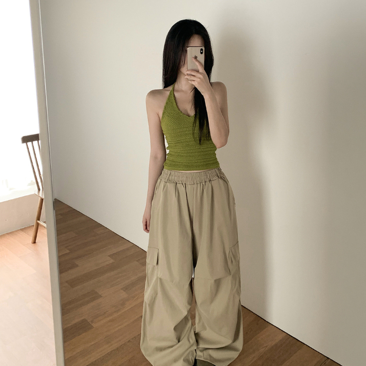 ホルターネックニットキャミソール KHAKI