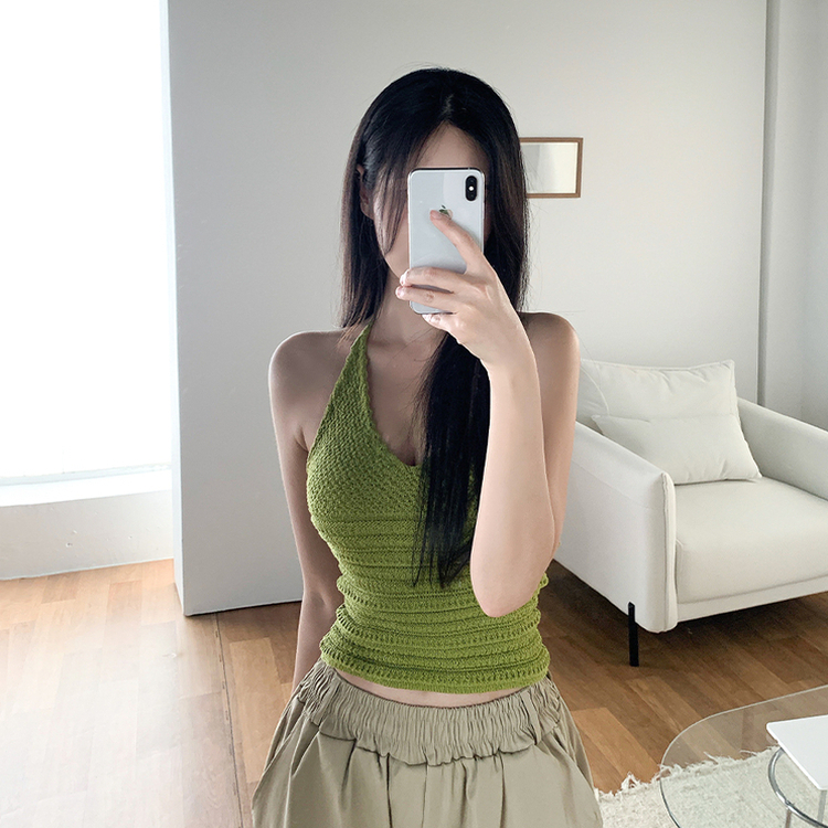 ホルターネックニットキャミソール KHAKI