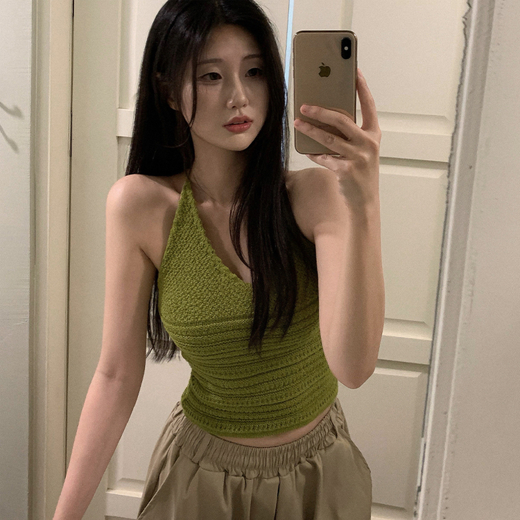 ホルターネックニットキャミソール KHAKI