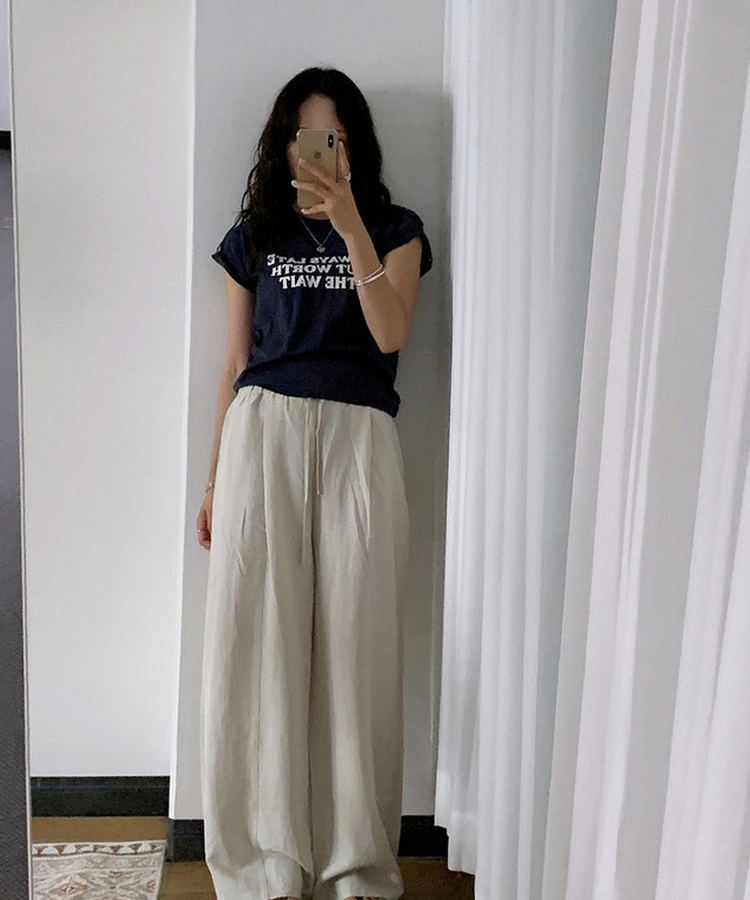 ヴィンテージレタリングスリム半袖Tシャツ NAVY