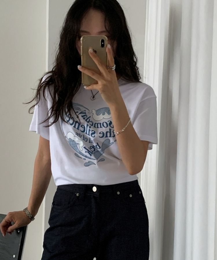ベーシックレタリング半袖Tシャツ IVORY