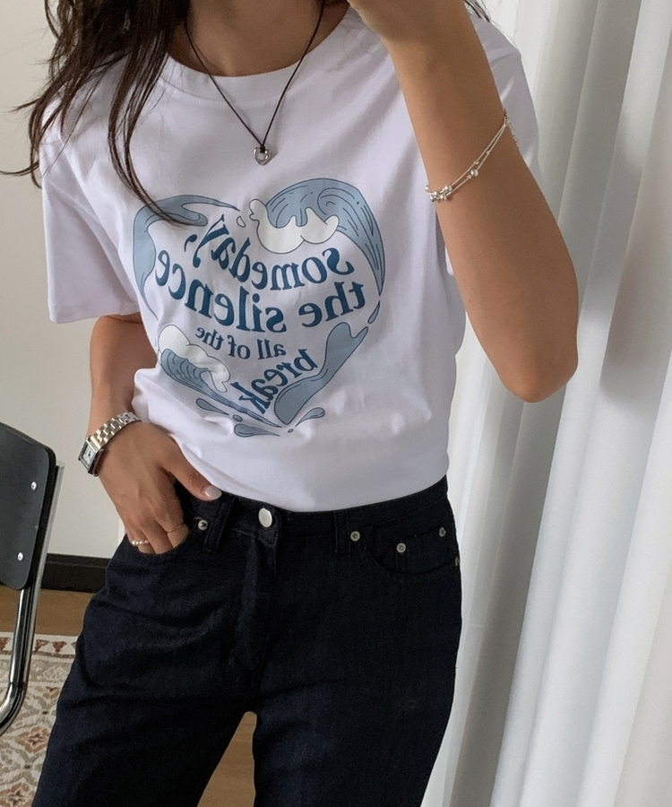 ベーシックレタリング半袖Tシャツ IVORY