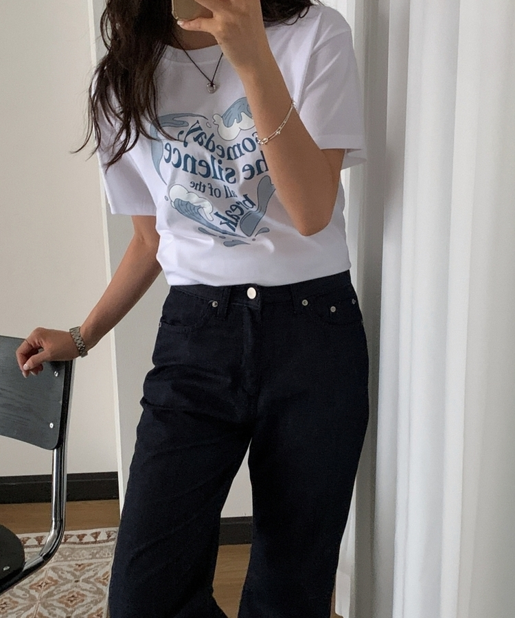 ベーシックレタリング半袖Tシャツ IVORY