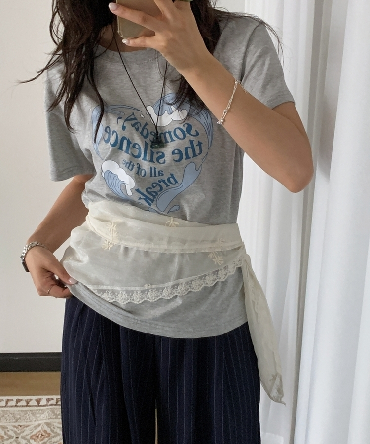 ベーシックレタリング半袖Tシャツ GREY